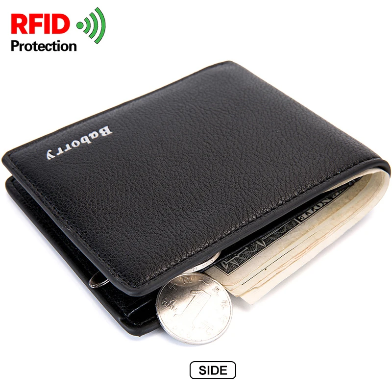 Мужской короткий кошелек RFID Мужская мягкая кожаная сумка Двойные монеты Карманный с отделениями для карт держатель двойные винтажные мужские клатчи, кошельки Кошелек