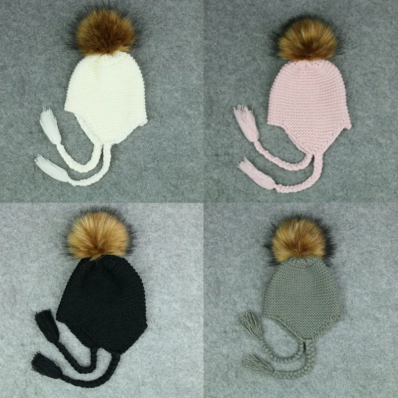 

2018 Multitrust Brand New Fashion Baby Kids Fur Pom Bobble Cap Newborn Boys Girl Warm Comfort Knit Beanie Hat Xmas Gift SS