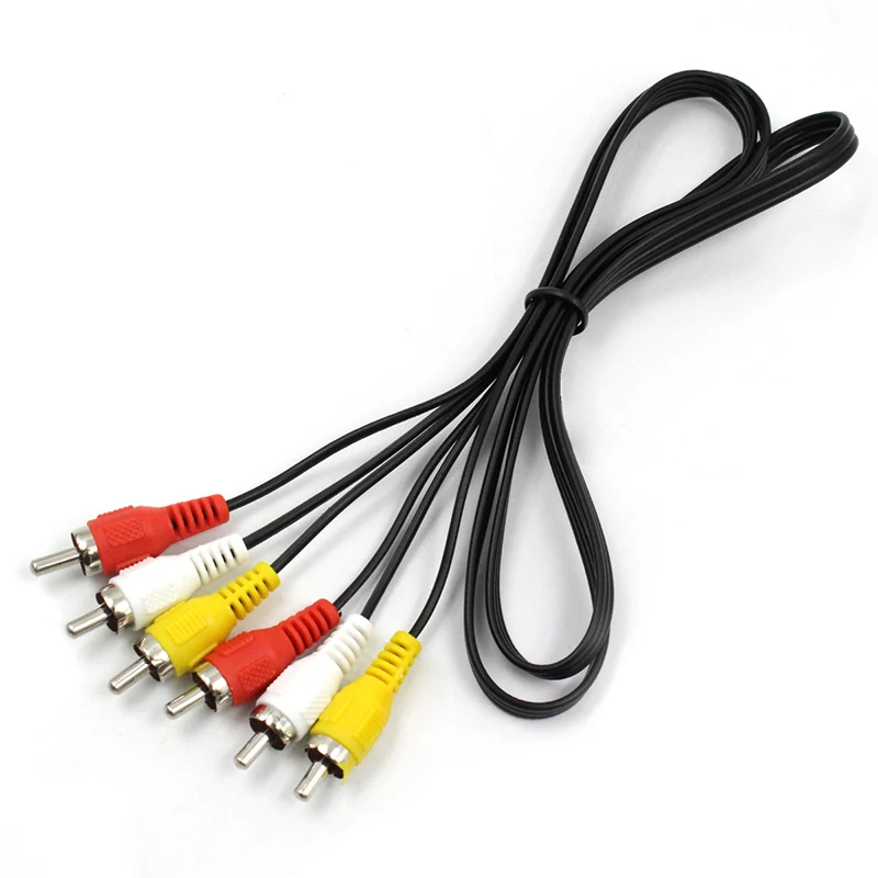 AV to AV Audio VIdeo Cable 3 RCA Composite Male to Male Cable 1M Gold Plated For Hi-Fi Video DVD CD Player Free Shippping