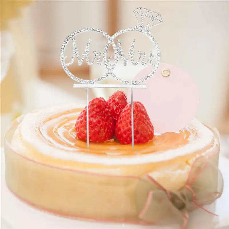 

Cake Decorating Supply Topper Glitter Alloy Rhinestone Mr&Mrs Shape Cupcake Decoration Cake Pick Dessert Topper