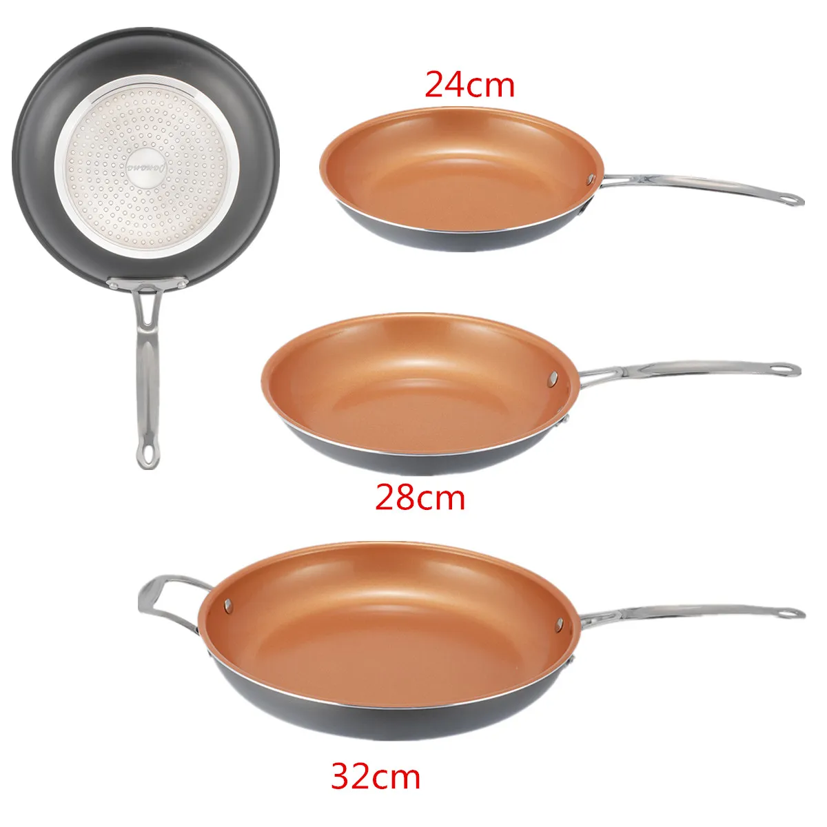 

Panana 24/28/32cm Non-stick Copper Frying Pan with Ceramic Coating Kitchen Cookware Beef Frying Pan