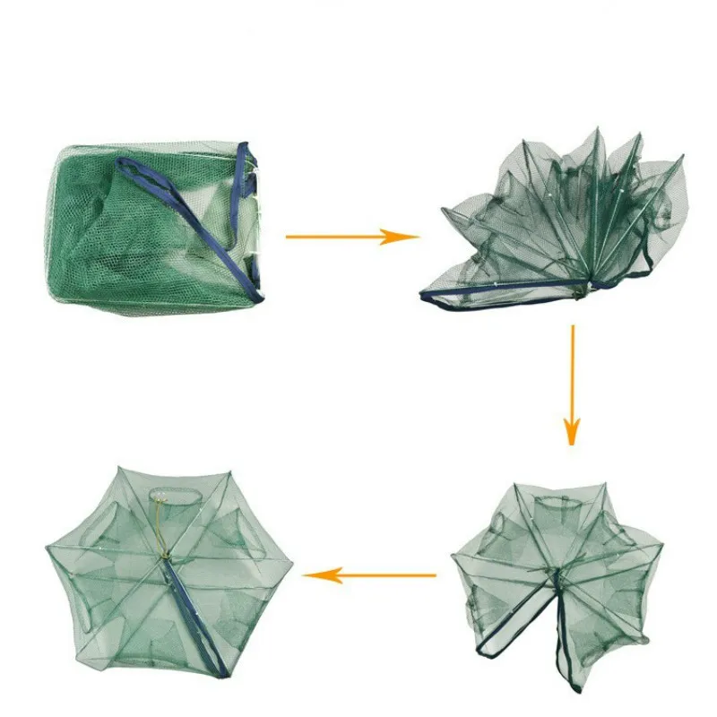 6-16 отверстие сложенная рыболовная сеть креветка клетка нейлон Ловушка рыболовная сеть Клетка Краб приманки литая сетка литая Складная рыболовная сеть