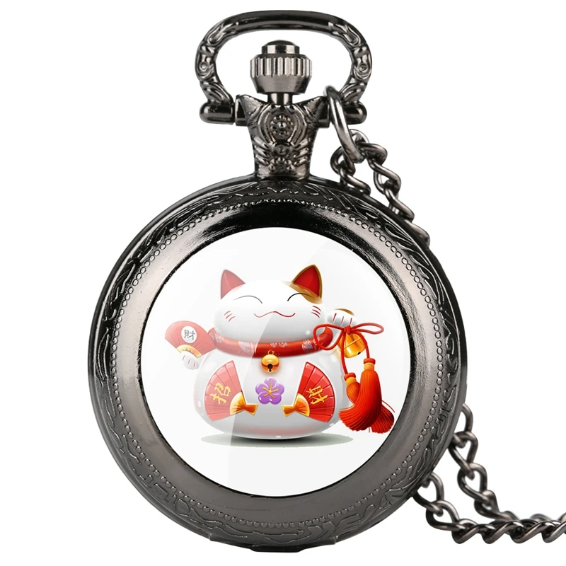 Кварцевые карманные часы Lucky Cat в китайском дизайне подарок оригинальное
