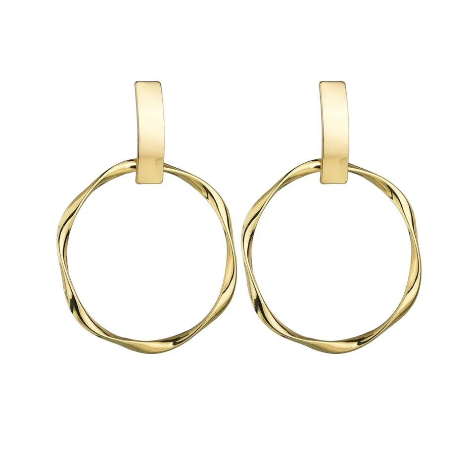 

Exquisite Wave Round Drop Earrings For Women Design Trendy Jewelry Cute Gold Color Earrings Female Handmade Wedding Earrings