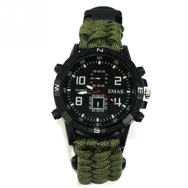 

Multifunctional Outdoor Survival EDC Camping Safety Equipment Tools Rescue Rope Bracelet Safety Umbrella Rope Watch Compass