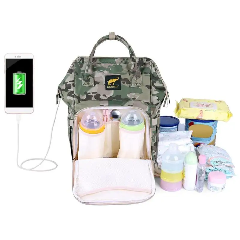 

Maternity Waterproof Diaper Bag Camouflage USB Charging Large Capacity Travel Mummy Nursing Backpack Stroller Handbag Baby Care