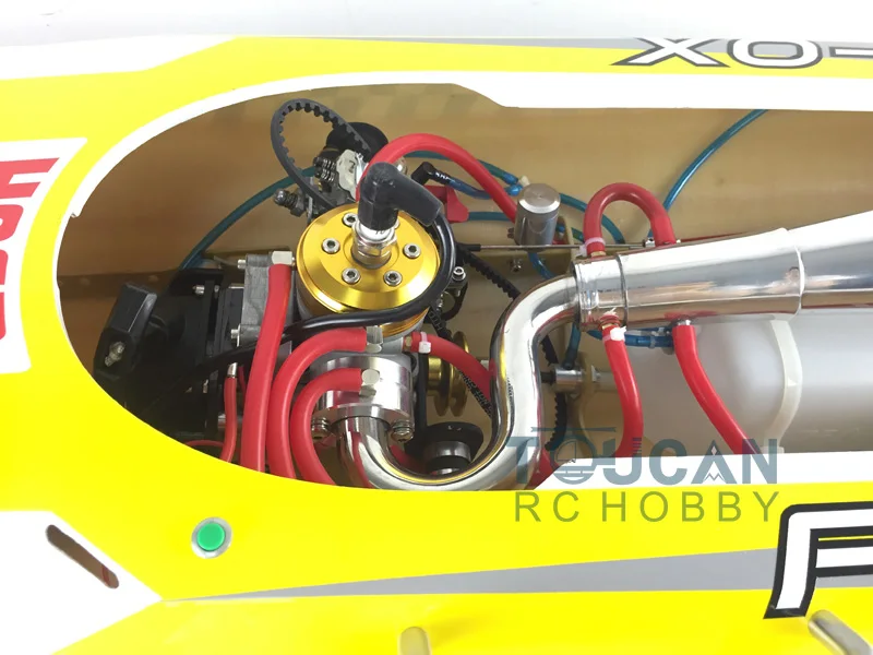 G30H ARTR-RC 54" 30CC Engine Gasoline Fiber Glass RC Racing Boat Radio System Servos Yellow THZH0054 6