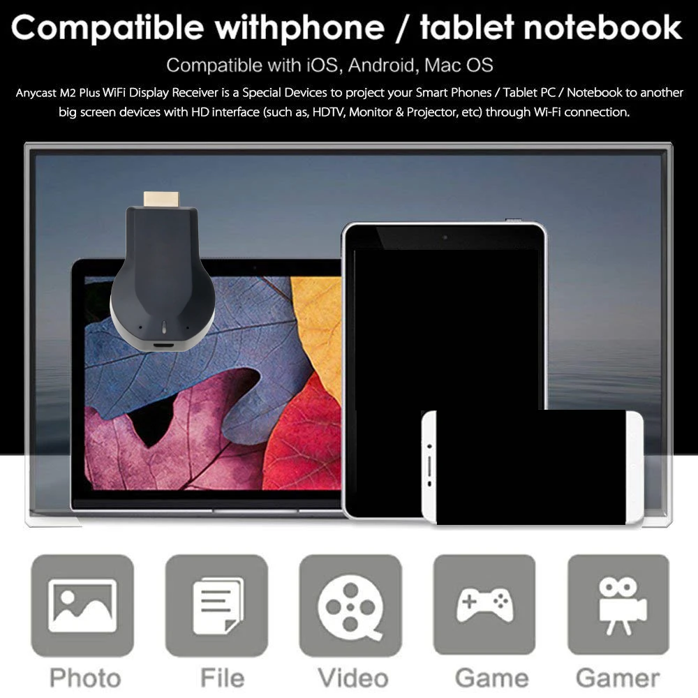 KEBIDUMEI для Anycast M2 Plus Miracast Chome Cast беспроводной 1080p Hdmi Tv Stick Адаптер Wifi Дисплей приемник
