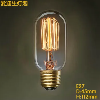 

T45 Straight Line Edison Bulb Vintage Retro DIY Glass LED Spiral Filament Lamp 40W E27/E26 110V/220V Pendant Light Lighting