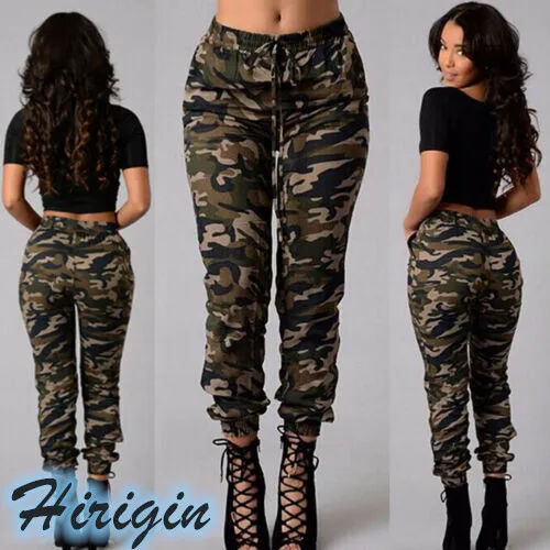 

Women Casual Pants Women Sports Long Pencil Camouflage pants Elastic High Waist Slim Fit Casual Trousers