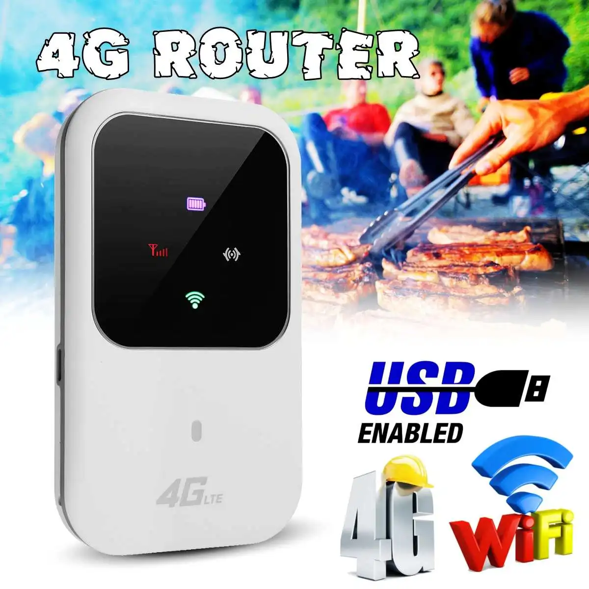 

4G LTE Mobile WiFi Wireless Router Hotspot LED Lights Supports 10 Users Portable Router Modem for Car Home Mobile Travel Camping