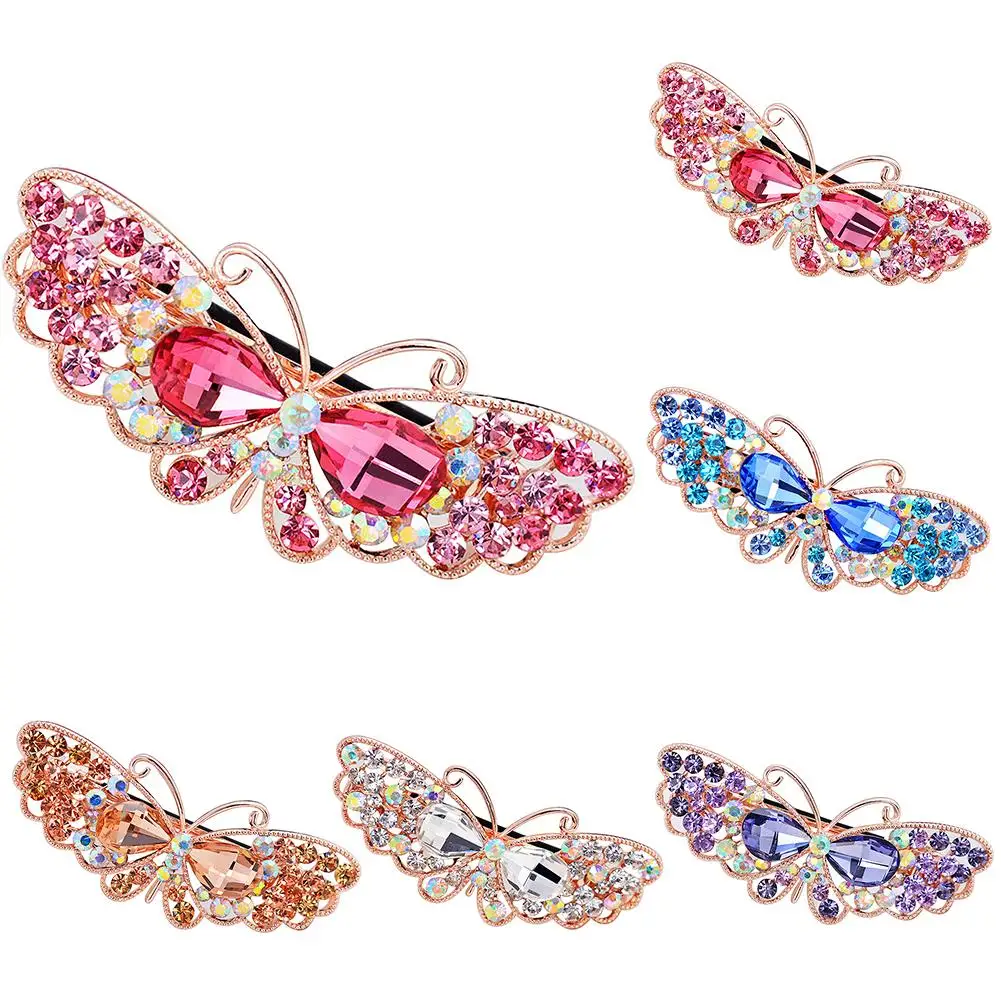 

Fashion Party Wedding Headwear Butterfly Shape Rhinestone Hair Clip Fashion Lady Hairpin Birthday Gift 1Pc