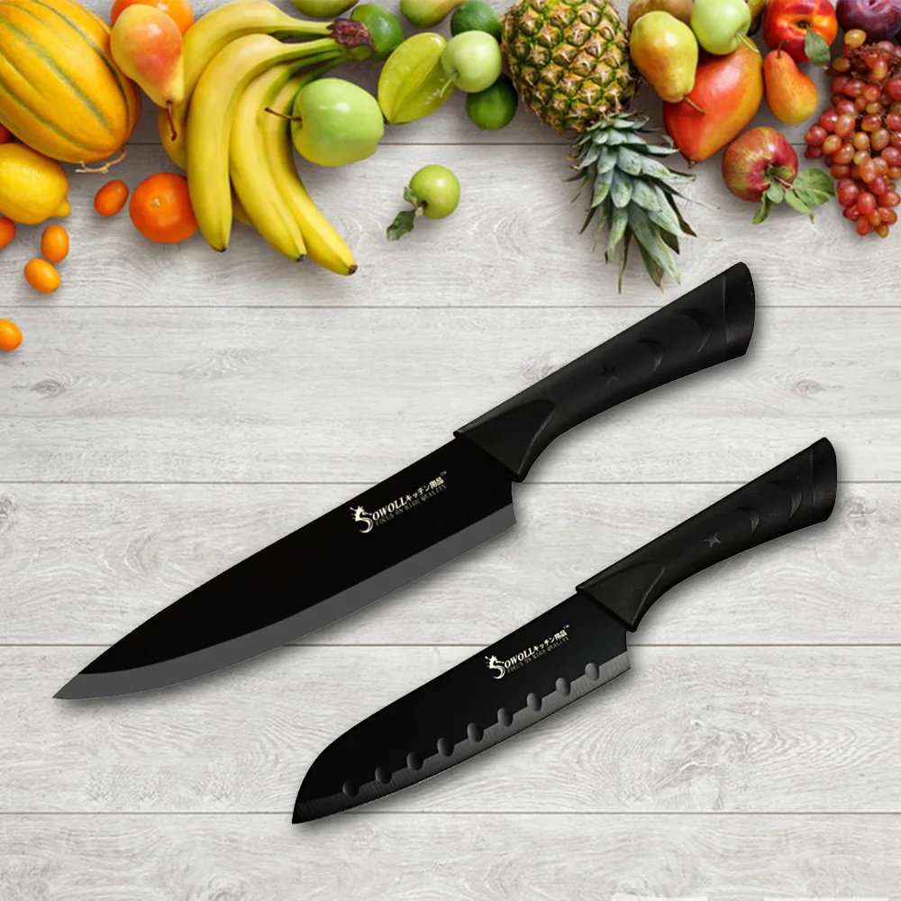 Черная подковка, кухонный нож шеф-повара, кухонный нож из нержавеющей стали, нож для мяса, хлеб, мелкий нож для пилинга, набор ножей для резки