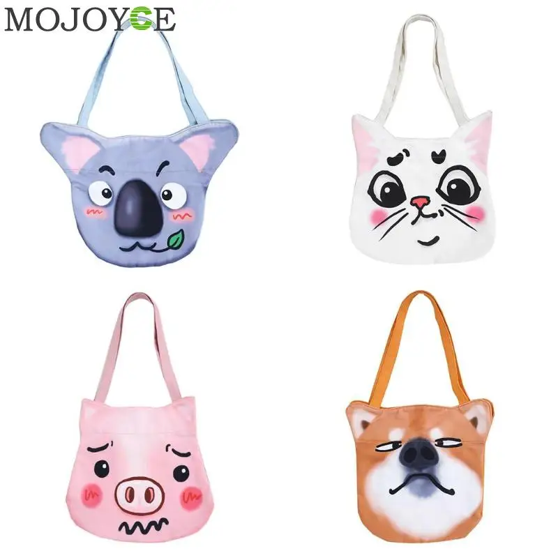 

Cartoon Animal Printed Casual Handbags Women Canvas Shoulder Shopping Totes
