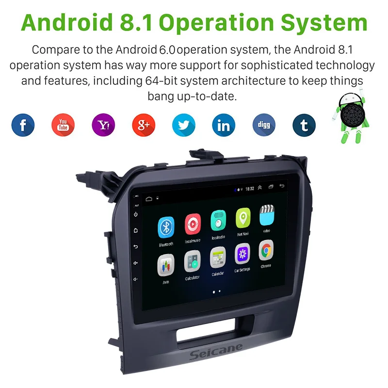 Автомобильный мультимедийный плеер Seicane на Android 9 1 с &quotэкраном GPS HD 1080P для SUZUKI VITARA