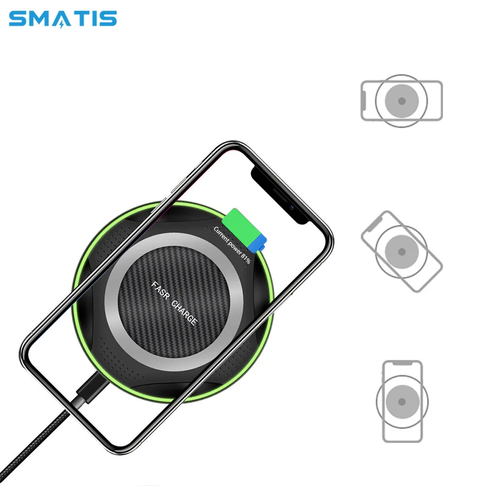 

QI Fast Wireless Charger for iPhone X XS Max XR 8 USB Quick Desktop Wireless Charging Pad for Samsung S9 S8 Note 9 8 Xiaomi 10W