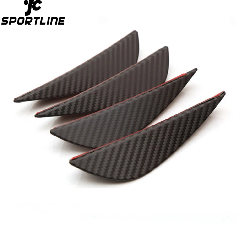 

Black Carbon Fiber Look Car Spoiler Canards for Front Bumper Lip Splitter Fender Side Air Vent Trim Sticker