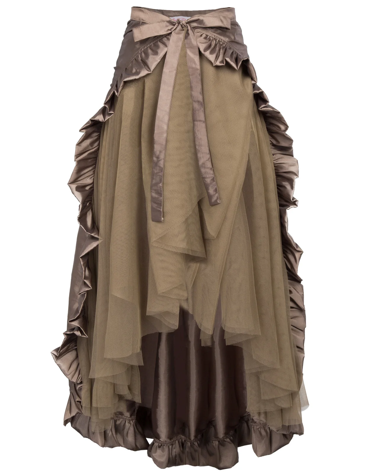 Высокая низкая юбка для женщин стимпанк Ретро викторианской Лолита панк Раффлед длинные на шнуровке открытая юбка