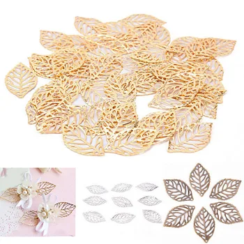 

10Pc Vintage Gold Silver Plated Craft Hollow Leaves Accessories For Hair Comb Jewelry Making DIY Charm Filigree Jewelry Findings