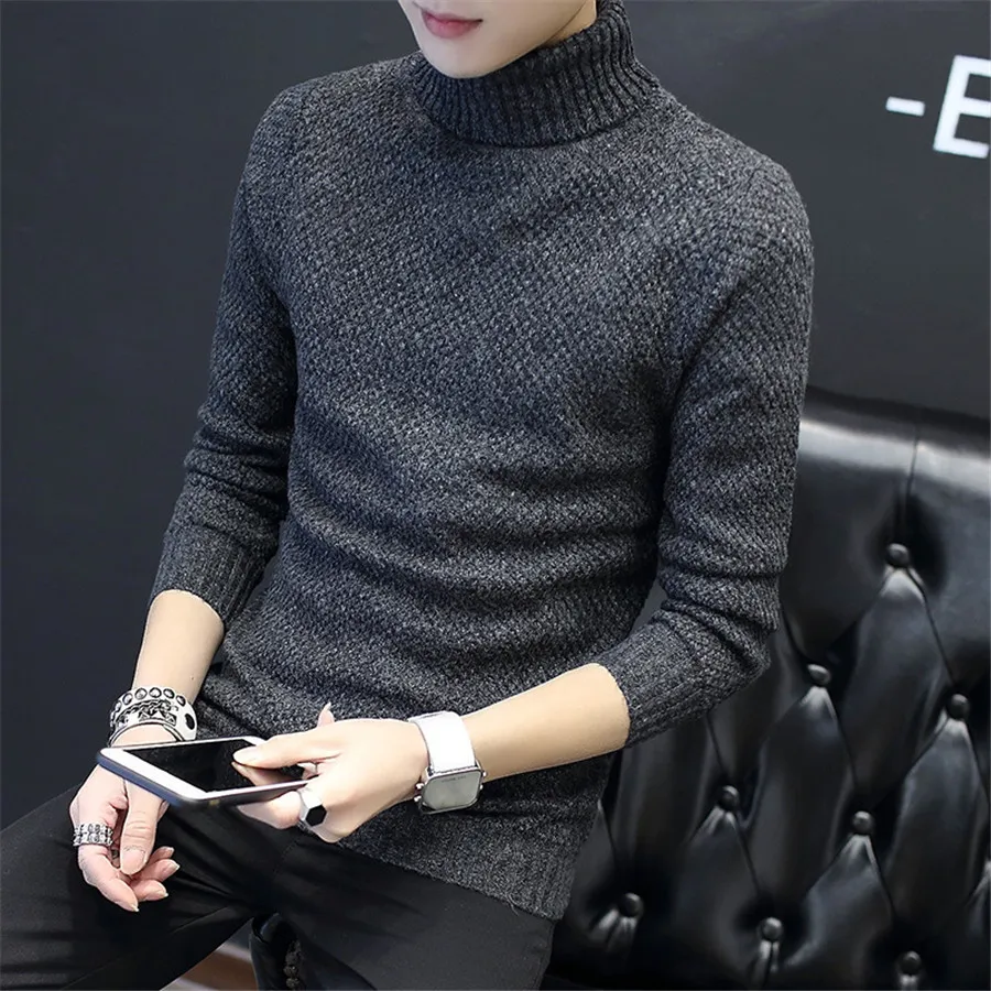 2019 New Autumn Winter Men S Sweater Men s Turtleneck Solid Color Casual Sweater Men s 3