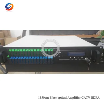 

Hot selling High power 1550nm Fiber optical Amplifier CATV EDFA with WDM 32*20dbm output power,LC/APC -LC/UPC Optical connector