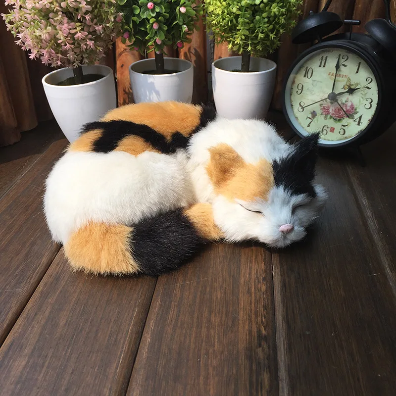 

Imitation Fur Animal Cat Model Ornaments Sleep Cat Desktop Ornaments Home Decorations