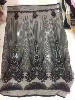 

French Net Sequins Lace Fabrics African Tulle Lace Fabrics For Wedding Nigeria Lace Silver Sewing Sequined Embroidered Material