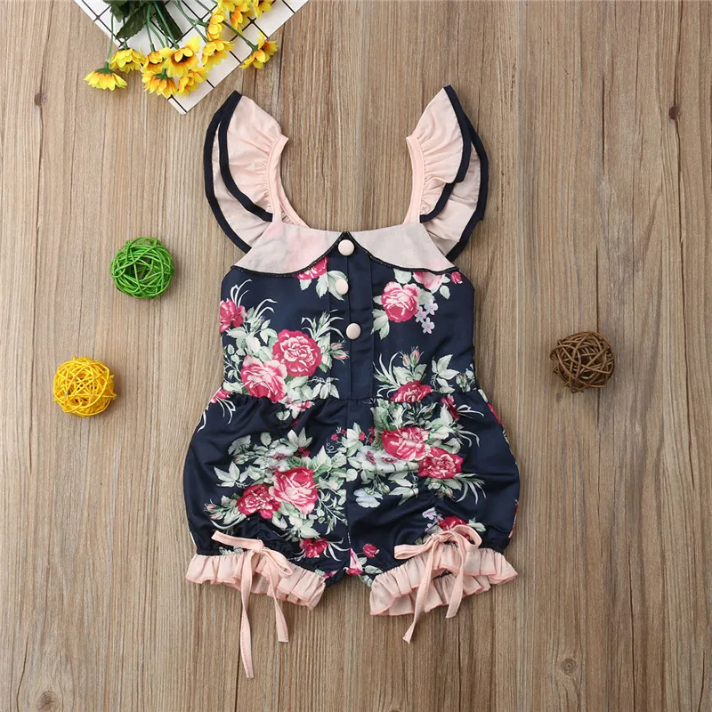 1 5T Toddler Kids Baby Girl Flower Ruffle Romper Playsuit Cotton Cute