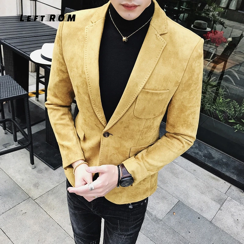 2018 замшевая куртка Блейзер 6 видов цветов Повседневный Hombre Masculino однотонный