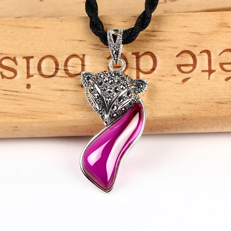 

Reiki Buda Chakra Druzy 925 Garnet Fox Pendant Clavicle Necklace Female Thai First Birthday Present The Accessories Wholesale