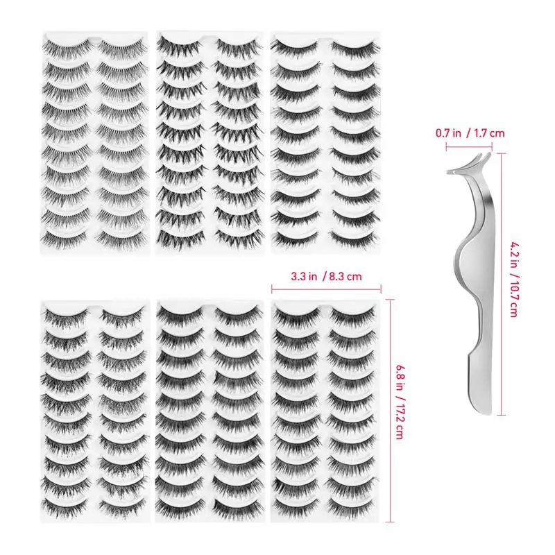 60 пар накладных ресниц натуральные поддельные ресницы ручной работы многоразовый пакет с пинцетом