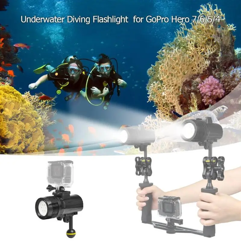 

VODOOL 1500LM 60m Underwater Diving Flashlight Torch Video Fill Light Outdoor Searchlight for GoPro Hero 7 6 5 4 Action Camera