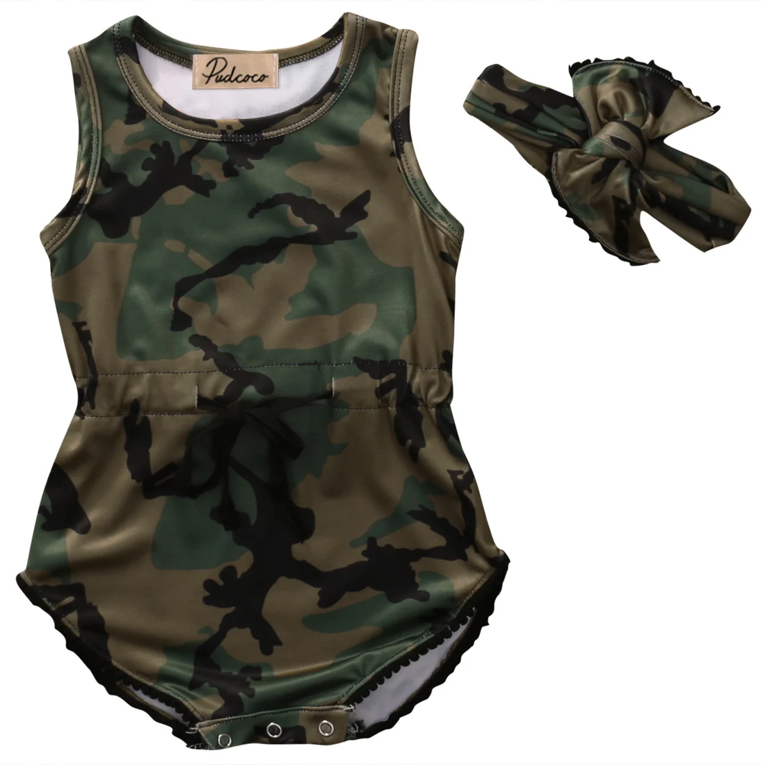 2018 Infant Baby Girls Camo Romper Adorable kid Jumpsuit Headband Child Girl Rompers Clothes 0-24M | Детская одежда и обувь
