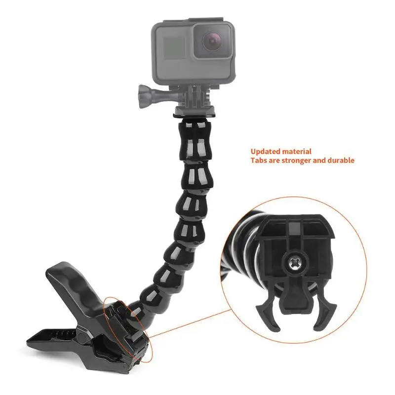 24 см GooseneckGooseneck регулируемые Челюсти Гибкий зажим Крепление держатель для GoPro Hero