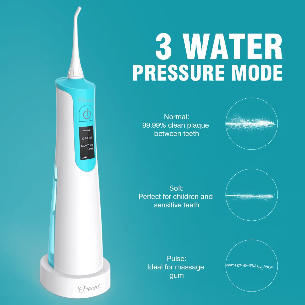 

Ovonni Portable Oral Irrigator Water Flosser Dental Cordless Rechargeable Waterpick Water Irrigation Water Jet With 5 Jet Tips