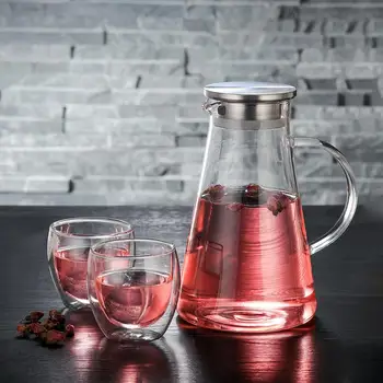 

Juice Bottle 1800ml Cone Explosion-proof Heat-resistant Glass Cold Kettle Hotel Restaurant Breakfast