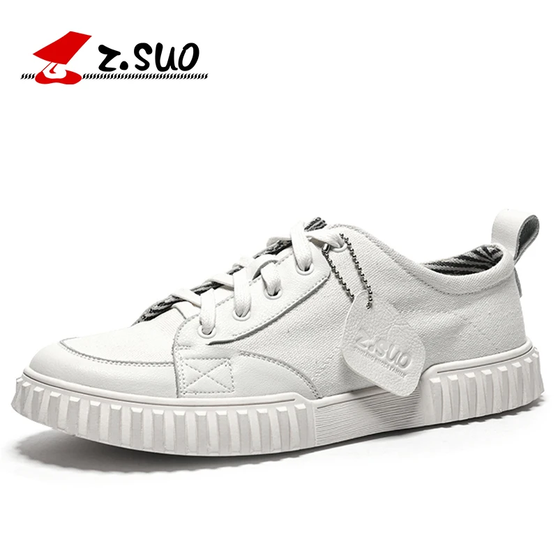 

ZSUO Brand Fashion Canvas Shoes Men High Quality Breathable Men's Casual Shoes Flat White Sneakers For Male Lace-up