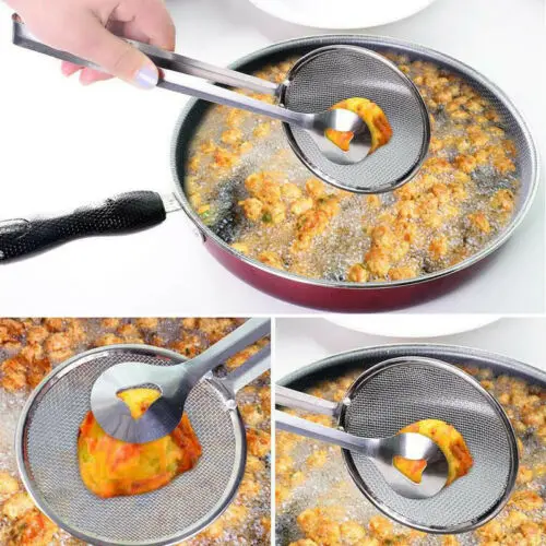 

Multi-functional Stainless Steel Strainers Filter Spoon With Clip Food Kitchen Oil-Frying Salad BBQ Filter