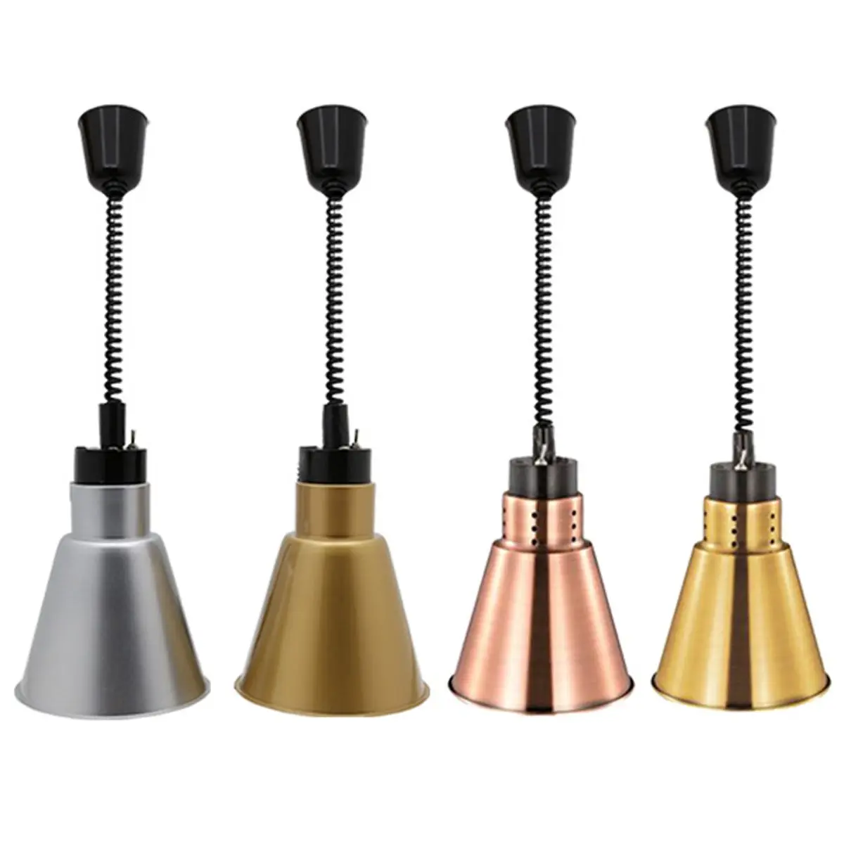 

250W Electric Heat Lamp Food Retractable Cord Ceiling Pendent Lightings Restaurant Kitchen Buffet Food Warming Hanging Lamps