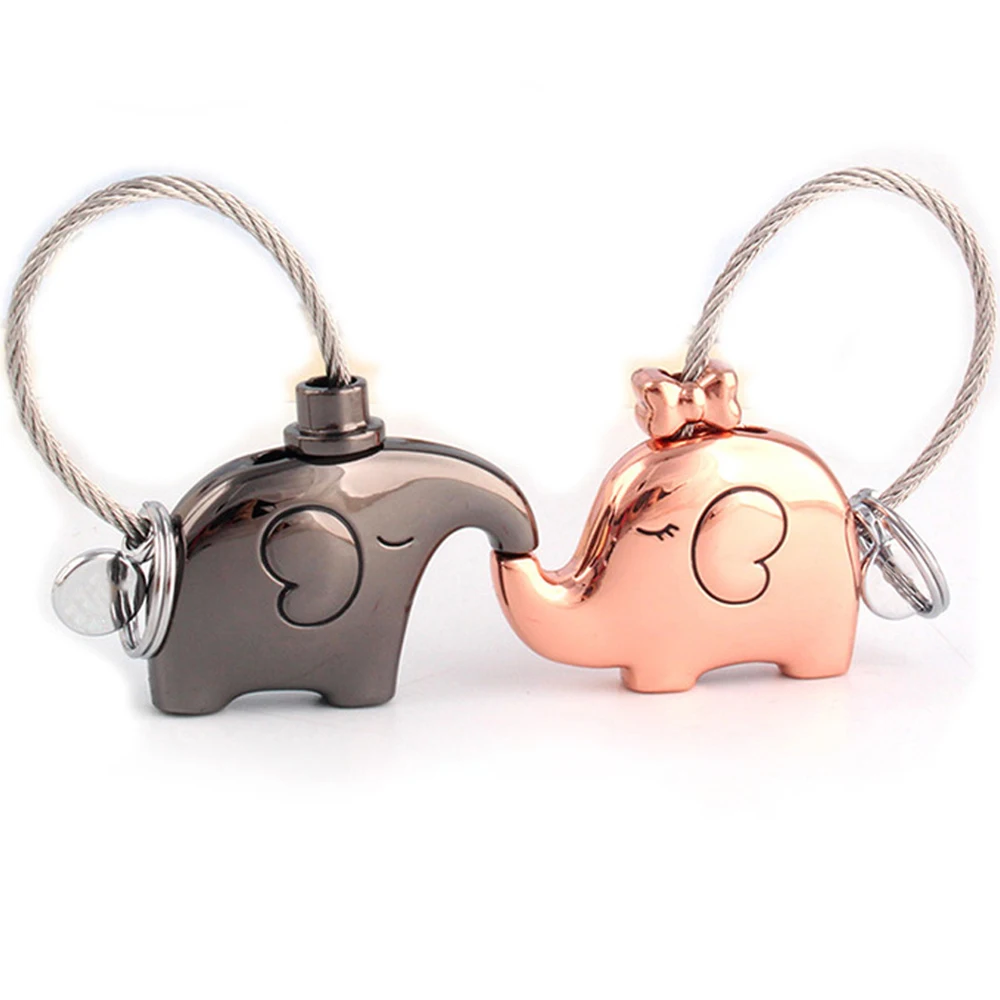 

Lemonbest 1pc Of Elephant Couples Keychain Lovers Key Ring Women'S Bag Charm Gift Trinket Pendant For Car Key Chain