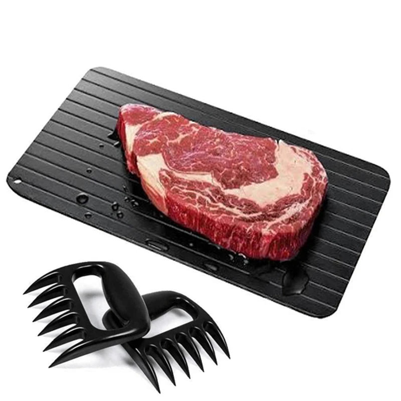 

Defrosting Tray With Two Meat Claws | Rapid Thawing Plate (Largest Size - 14 Inches) Meat Claws & Defrost Tray For BBQ, Kitche