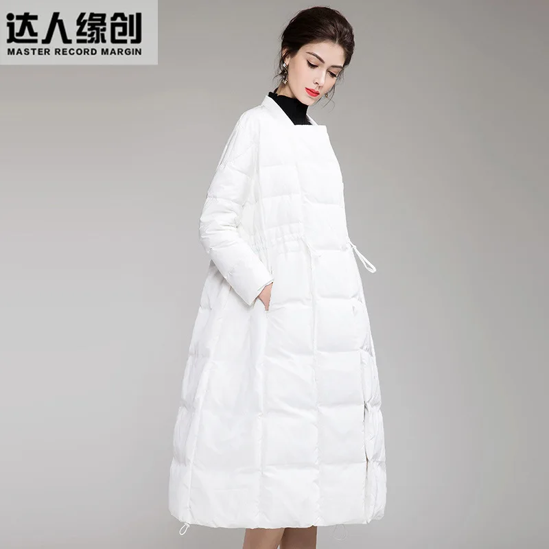 Surdimensionné Épais Femmes Manteau Blanc Duvet Veste Entaillé Canard Chaud Nouvelle De red black Col D'hiver Long White 2018 Et Collection IwS0CW