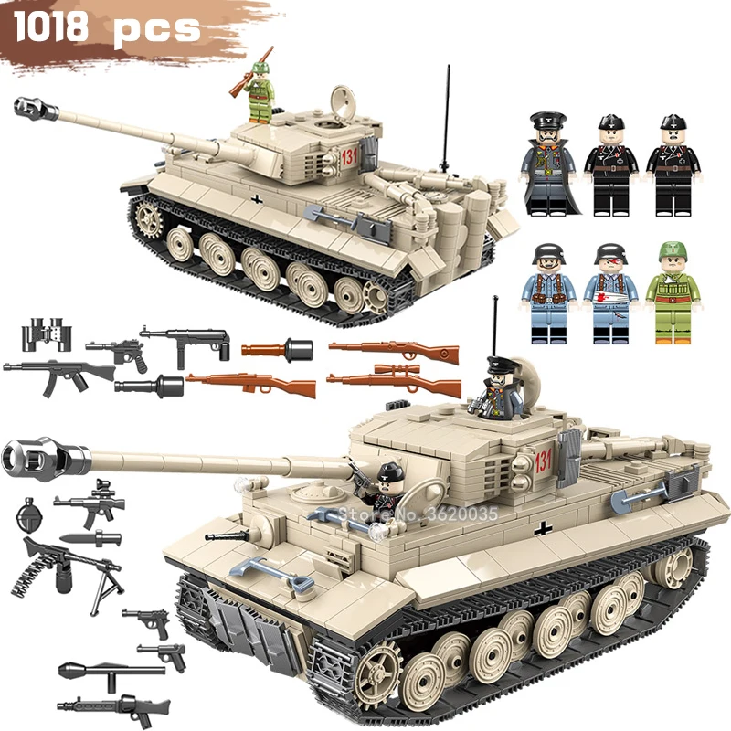 

World War 2 Germany Military Series Tank Tigr131 Building Block Model Figures Mini Weapons War Gift For Boy City With Legoinglys