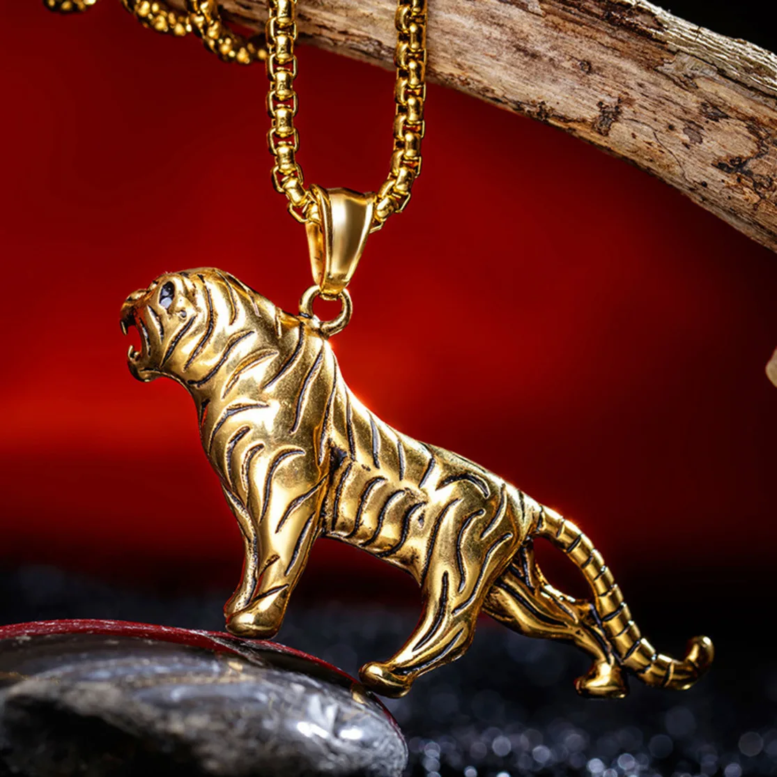 

Domineering Gold Silver Eye Tiger Necklaces Men's Pendant Stainless Steel Charms Necklace Chains Jewelry For Men Colgante Hombre