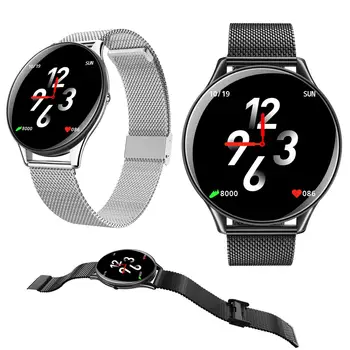 

Round Screen Bluetooth Smart Watch Stainless Steel Wristwatch Remote Camera Calls Message Reminder for IOS Android Samsung