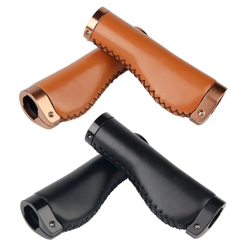 

Leather Handlebar Cover Mountain Bike Retro Style Bicycle Leather Lockable Cover Non-Slip PU Leather Folding Rider