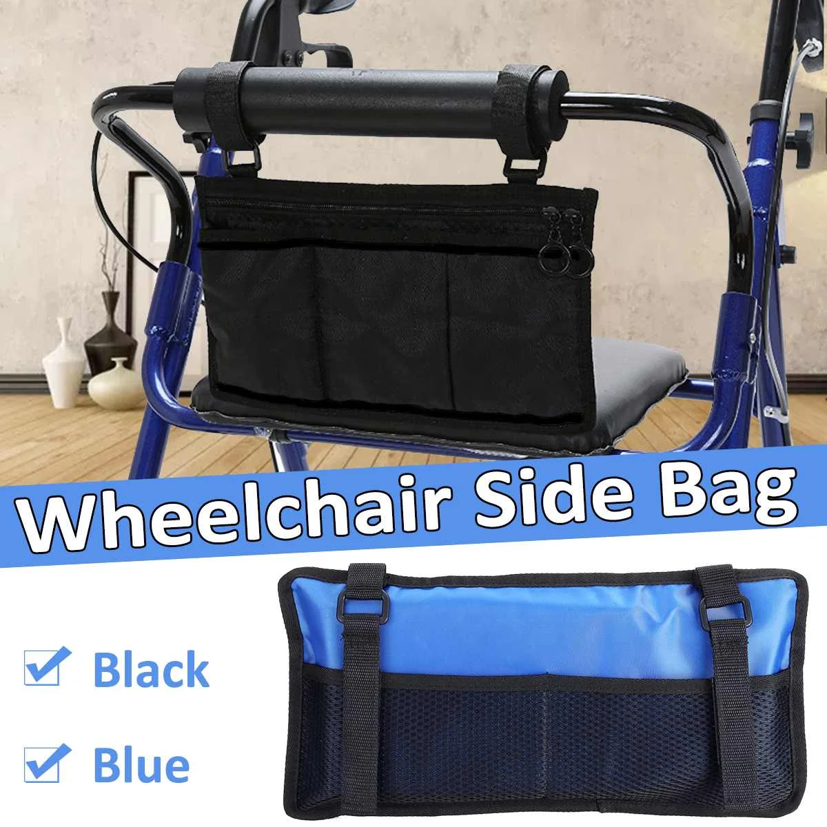 Walker Wheelchair Stroller Side Bag Accessories Pouch Arm Rest Bag