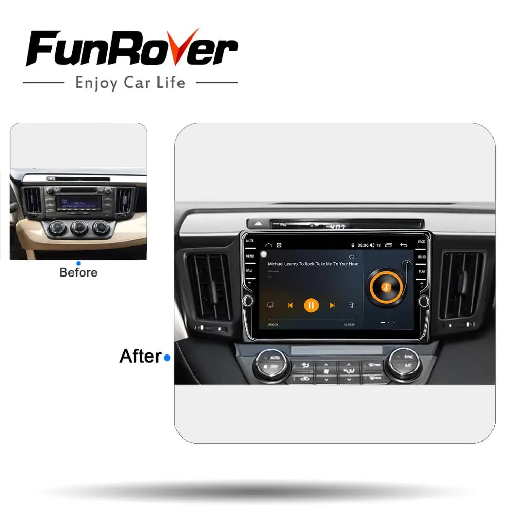  Funrover DSP Android 9.0 Car DVD Radio Multimedia Video Player Navigation GPS for Toyota RAV4 2013-