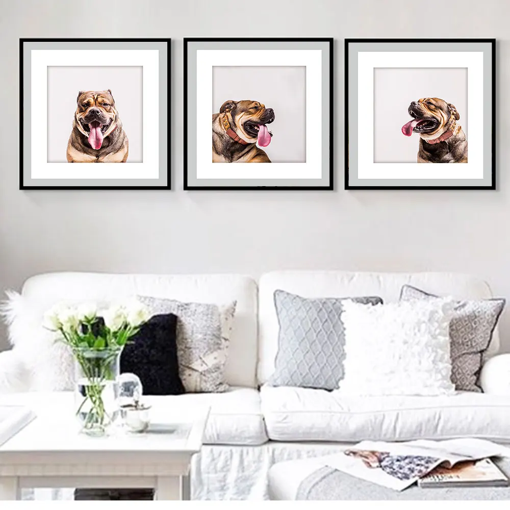 

AAVV Posters and Prints Print on Canvas Wall Art Animals Picture for Living Room Home Decor Dog Sticking Tongue Out No Frame