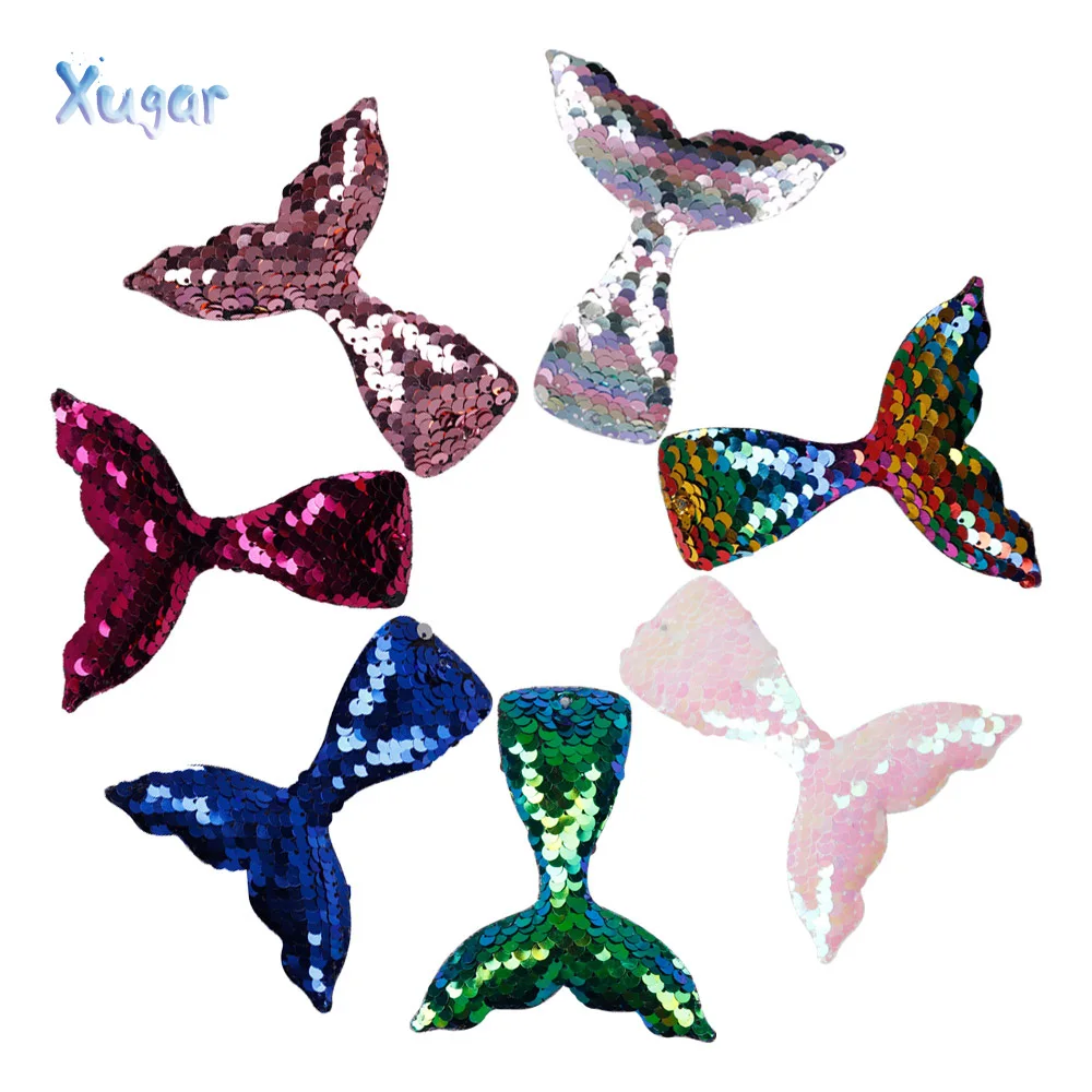Mermaid Tail Patches With Hole 2-Color Reversible Sequin for DIY Clothes Sewing Supplies Hair Hat Decor Ornament Accessories | Дом и сад